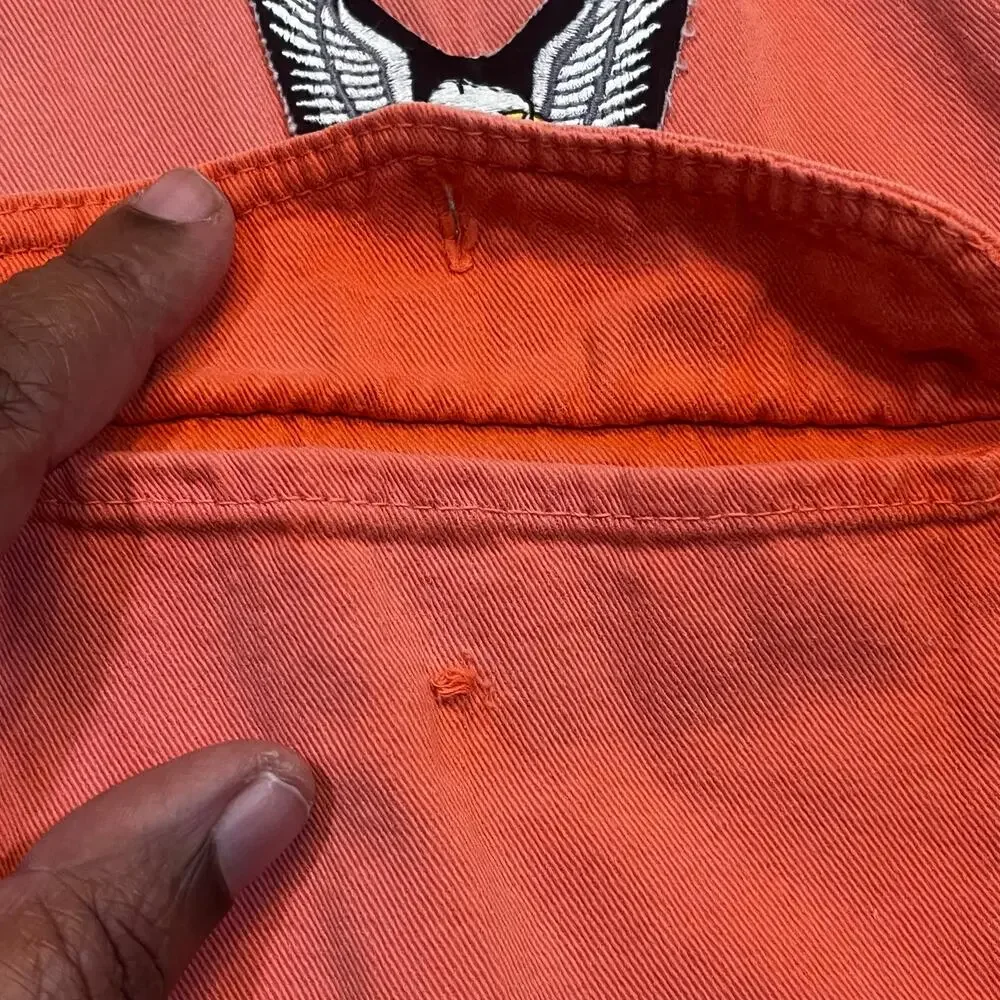 Biker Design Sturgis Buffalo Sleeveless Button Shirt‎ Men M Western Y2K Orange